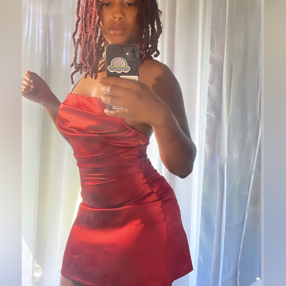 Wine red  silk dress SMALL-XLARGE